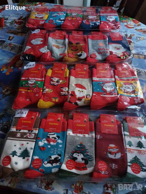 Дамски чорапи с коледни мотиви, 10 чифта, от 1дизайн по 2 чифта в комплект., снимка 1