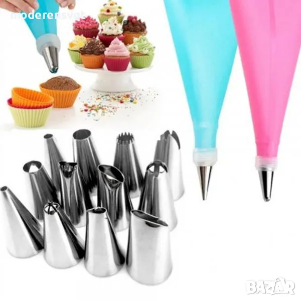 12бр накрайници с пош за сладкарство, снимка 1