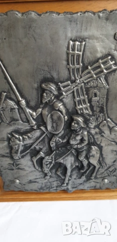 Релефна метална картина на Дон Кихот и Санчо Панса, снимка 7 - Антикварни и старинни предмети - 54092144