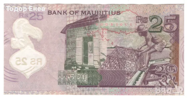 Mauritius-25 Rupees-2013-P# 64a-Polymer, снимка 2 - Нумизматика и бонистика - 49420645