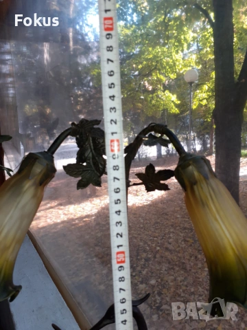 Уникално красива голяма арт лампа фигурална метал алабастър, снимка 4 - Антикварни и старинни предмети - 53408535