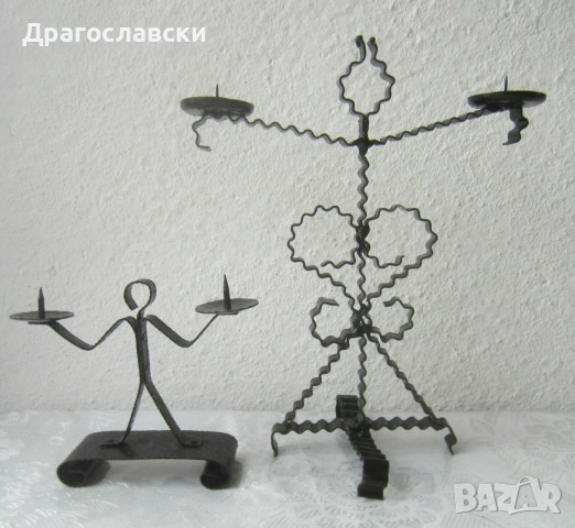 Различни свещници: свещник за 3 свещи с елени, човек, елха, елен, за стена