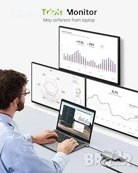 Omars USB C докинг станция  11 в 1 адаптер за двоен монитор с двоен 4K HDMI, VGA, Gigabit, снимка 2 - Друга електроника - 48764502