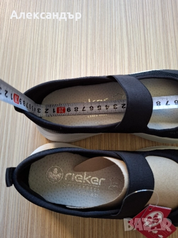 Нови дамски черни обувки Rieker, снимка 4 - Маратонки - 52632130