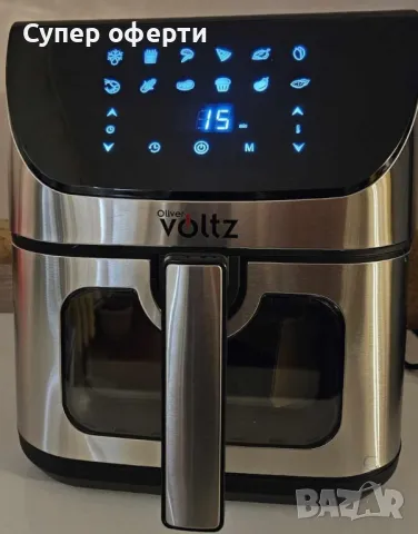 Фритюрник, 1700W, 7л., Горещ въздух, Таймер, до 200°C, с видим прозорец, Черен, снимка 3 - Фритюрници - 49901999