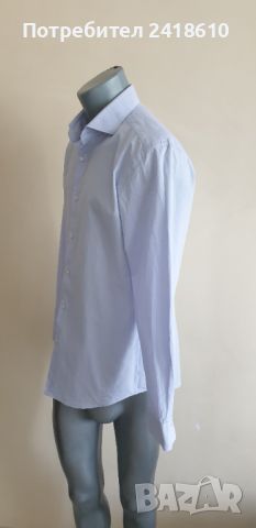 Hugo Boss HUGO Kason Slim Fit Pique Cotton Mens Size 42/ 16 / 1/2 L НОВО! ОРИГИНАЛ! Мъжка Риза!, снимка 10 - Ризи - 46170935