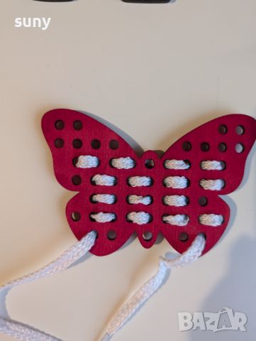 Образователна дървена играчка за нанизване пеперуда, снимка 1 - Образователни игри - 46393121