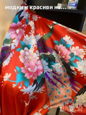 Дамски копринен халат тип кимоно, снимка 8 - Други - 52648354