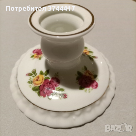 Рядка находка Ретро държач за свещници от фин костен порцелан Royal Staffordshire , снимка 4 - Колекции - 44943279