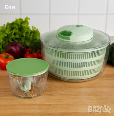 Мултифункционален уред 2в1 Oliver Voltz  – центрофуга и чопър, 4 л купа, снимка 2 - Аксесоари за кухня - 51377254