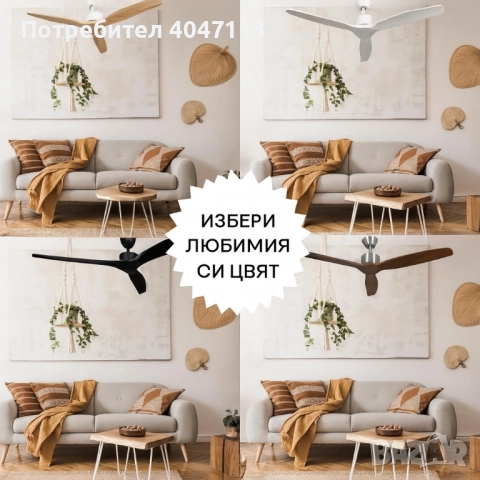 Вентилатор за таван Mellеrware Brizy Ceiling Fan с дистанц. управл.,45W,6 скорости,таймер,DC мотор, снимка 6 - Вентилатори - 51454339