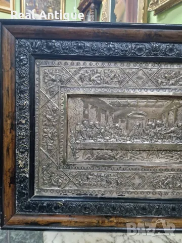 Прекрасна антикварна картина икона Тайната вечеря , снимка 8 - Икони - 49938432