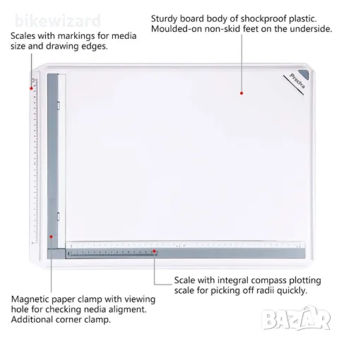 Дъска за рисуване Preciva, DIN A3, маса с аксесоари 51 х 36,5 см НОВА, снимка 2 - Други стоки за дома - 49818609