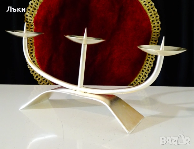 Посребрен троен свещник тройка WMF. , снимка 5 - Антикварни и старинни предмети - 52665016