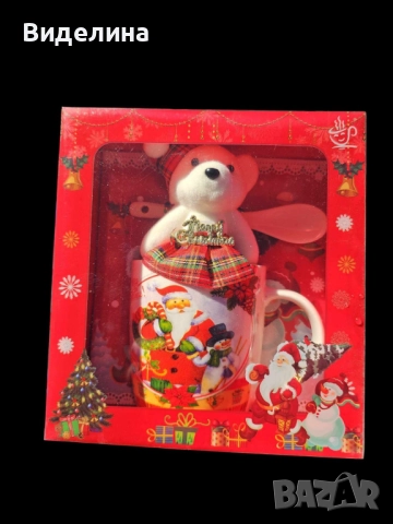 Коледна чаша с лъжичка и плюшено мече. Опънати весели коледни настроения! В тази уютна Коледна 
