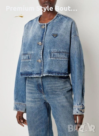 дамски комплект деним яке и дънки prada, снимка 2 - Комплекти - 53636777