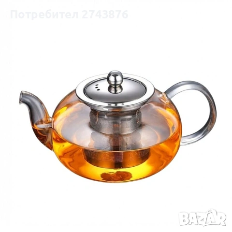 Кана за чай с инфузер SYА-120 - 1200 ml, боросиликатно термоустойчиво стъкло 