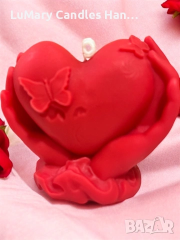 Свещ “ Сърце в ръце”, снимка 6 - Декорация за дома - 53224608