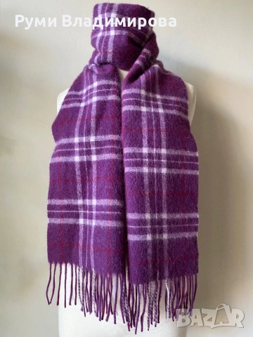 Лилав, кариран, мъжки шал, Basile, 100 % вълна