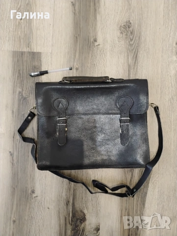 Черна чанта от естествена кожа, снимка 6 - Чанти - 54029432
