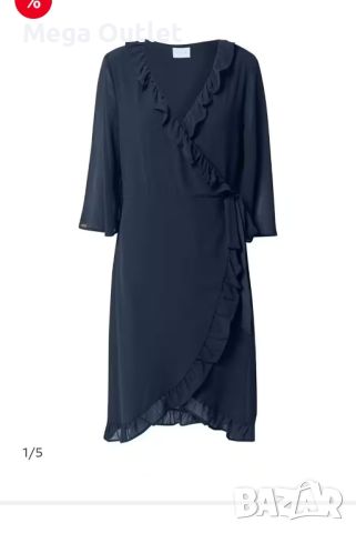 Ефирна рокля тип "прегърни ме", бранд Vila, цвят navy blue, снимка 4 - Рокли - 45770358