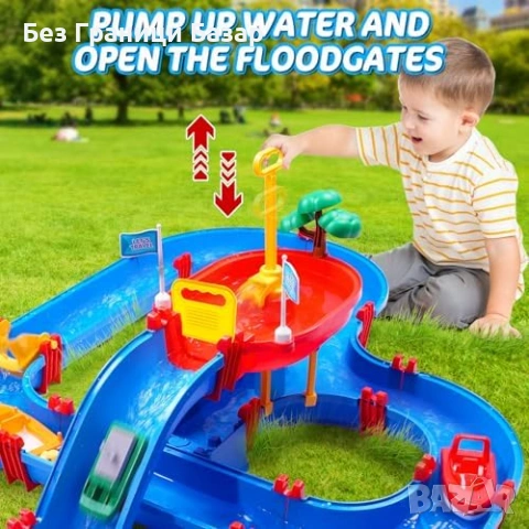 Нова лятна играчка Детски воден парк с канали и помпа 100 части за двор, снимка 4 - Други - 53875637
