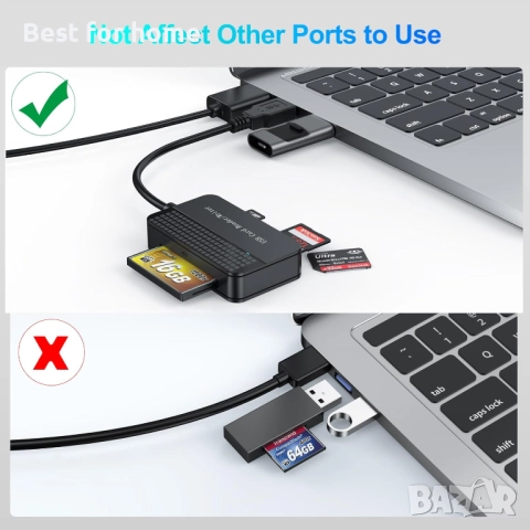 USB 3.0, FEMORO четец за карти с памет 4 в 1, едновременно четене, SD, Micro SD, TF, MS CF, Compact , снимка 6 - Друга електроника - 51921633
