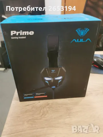 Геймърски слушалки AULA Prime с микрофон, кабел, USB, Черен/Син, снимка 2 - Слушалки и портативни колонки - 48426520