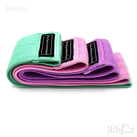 Текстилни тренировъчни ластици за фитнес,йога, пилатес комплект 3 броя ластици, всеки с различна здр, снимка 3 - Други - 52778384