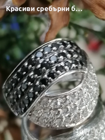 Масивен сребърен пръстен с ковани циркони, снимка 4 - Пръстени - 52861264