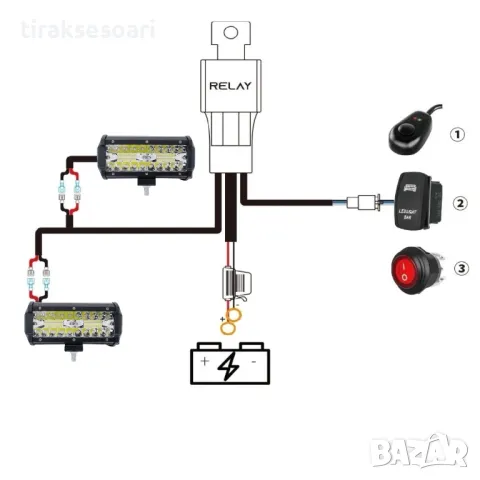 120W COMBO LED Фарове с Окабеляване Реле и Бутон Диодни Фарове с Кабели, снимка 6 - Аксесоари и консумативи - 46987705