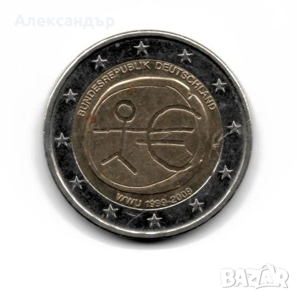 Германия 2 евро, 2009 10 години - монетарна политикa на ЕС (EMU) и въвеждане на еврото
