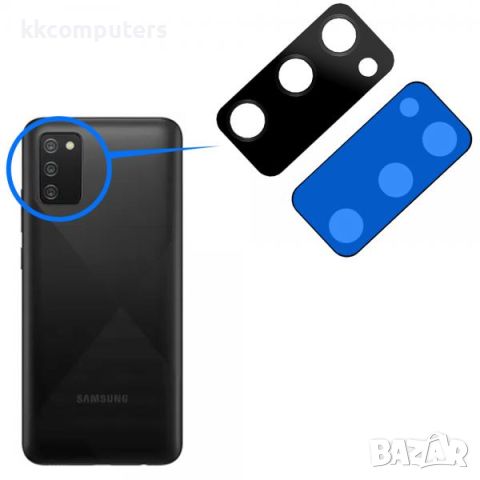 Стъкло камера за Samsung A02S (A025F) / Черно / Баркод : 115391, снимка 1 - Резервни части за телефони - 46629401