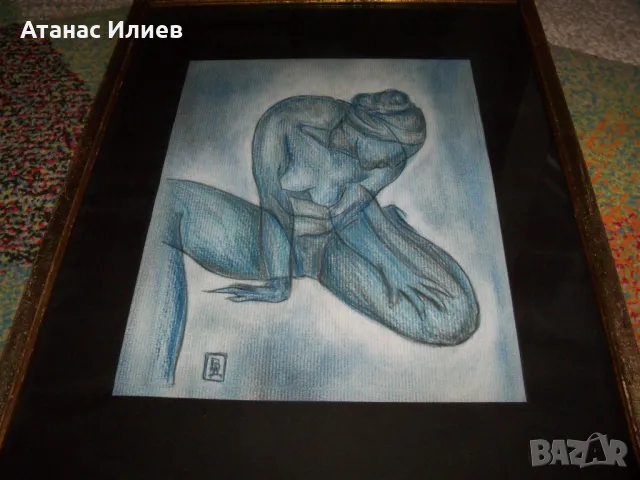 Красива картина "Голо тяло", графика, подписана, снимка 2 - Картини - 50059009