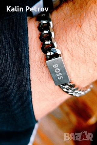Стоманена гривна BOSS. , снимка 3 - Гривни - 53916541