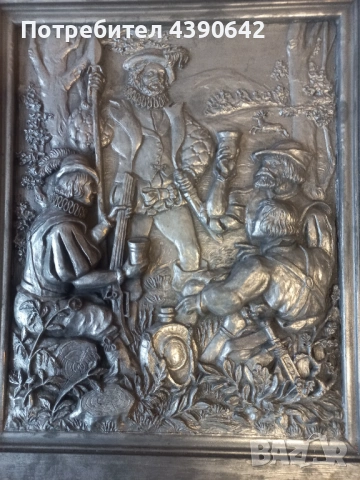 Немски Зинн баралеф с ловен мотив, снимка 2 - Други - 53928129