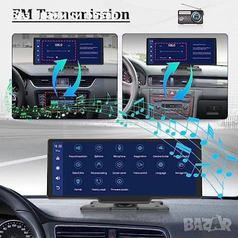 Нов Безжичен CarPlay Екран 10.3" HD - Универсален за кола автомобил, снимка 4 - Друга електроника - 45507216