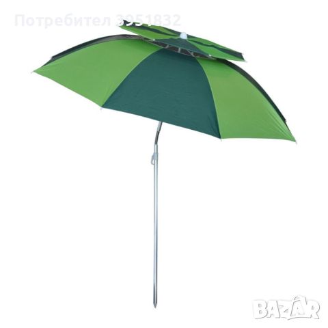 Двуцветен кръгъл плажен чадър Muhler, снимка 1 - Градински мебели, декорация  - 46499557