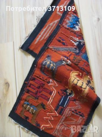 19век автентичен вълнен килим Централна Америка ,85х40см., снимка 6 - Антикварни и старинни предмети - 51837697
