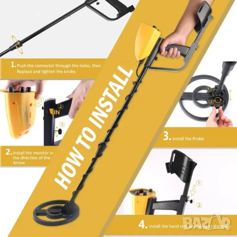 Професионален металотърсач / металдетектор с прецизна функция и режим на диска, макс. 1м. дълбочина, снимка 2 - Друга електроника - 50555712