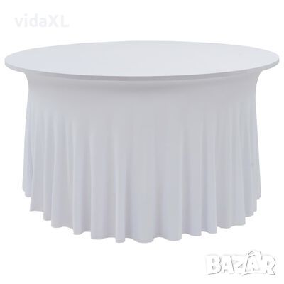 vidaXL 2 бр стреч покривки за маса с драперия, 150x74 см, бели