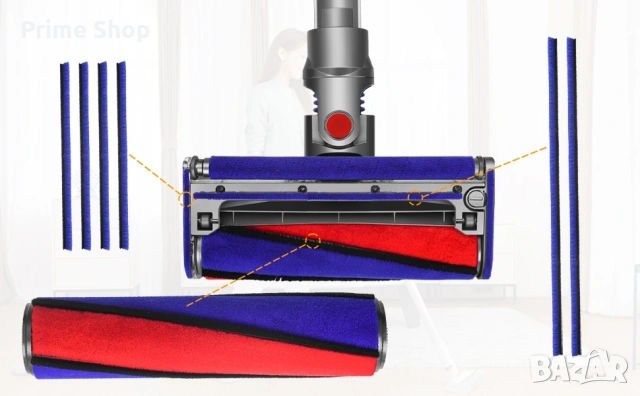 Резервна мека ролка и плюшени ленти за Dyson V6, V7, V8, V10, V11, снимка 8 - Прахосмукачки - 54190056