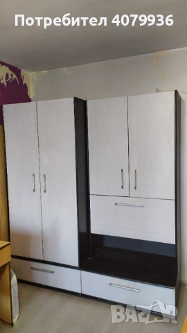Стара Холна Секция от 4 модула - шкафове + гардероб, снимка 2 - Секции и витрини - 54156678