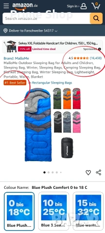 Спален чувал MalloMe, 3-сезонен, водоустойчив, до 183см, снимка 3 - Надуваеми легла - 53753579