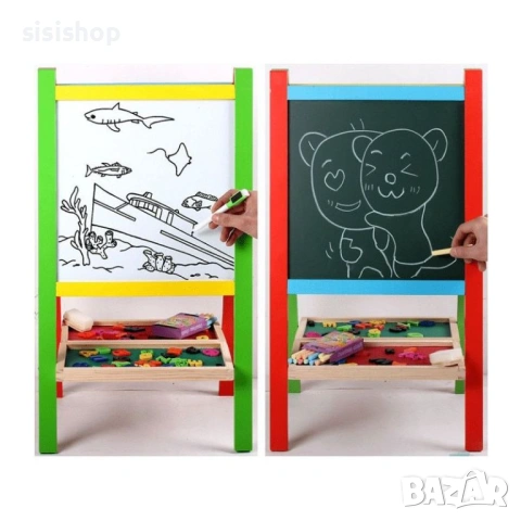 Детски статив 2 в 1 Двустранна магнитна дъска за рисуване и творчество 4699, снимка 4 - Образователни игри - 53942533