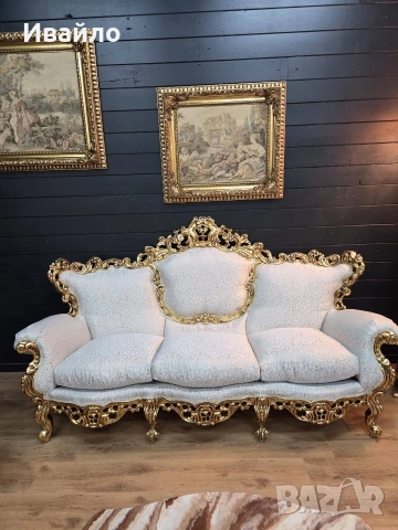 Италианска барокова холна гарнитура , снимка 8 - Дивани и мека мебел - 53698130