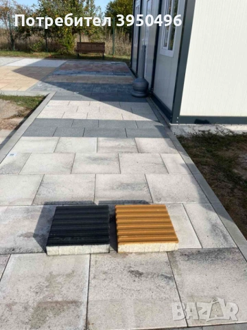 Тактилни плочи 40х40х8см с ивици и сфера, цвят: антрацит и охра, снимка 2 - Строителни материали - 53060074