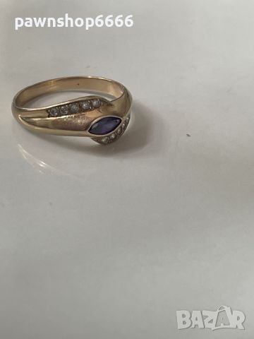Златен пръстен 14 карата с Аметист, снимка 7 - Пръстени - 46384728