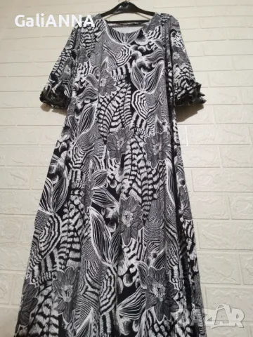 ДЪЛГА СТРАХОТНА ЧЕРНО БЯЛА РОКЛЯ 2XL-3XL, снимка 2 - Рокли - 50132964