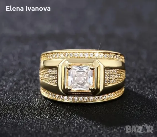 Златист пръстен от висококачествена медицинска стомана